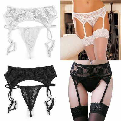 Sexy Women's Lace Garter Belt Stocking G-string Lingerie + Thigh-Highs Stockings